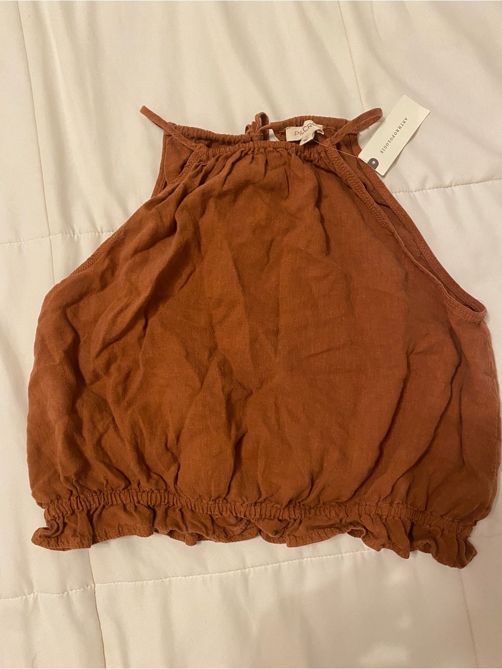 Anthropologie Pilcro Bubble Hem Halter Top